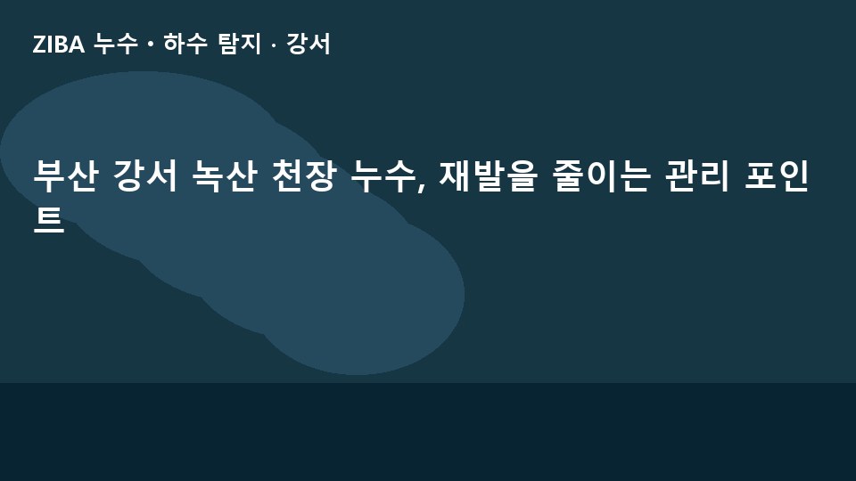 부산 강서 녹산 천장 누수, 재발을 줄이는 관리 포인트